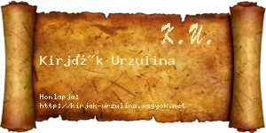 Kirják Urzulina névjegykártya